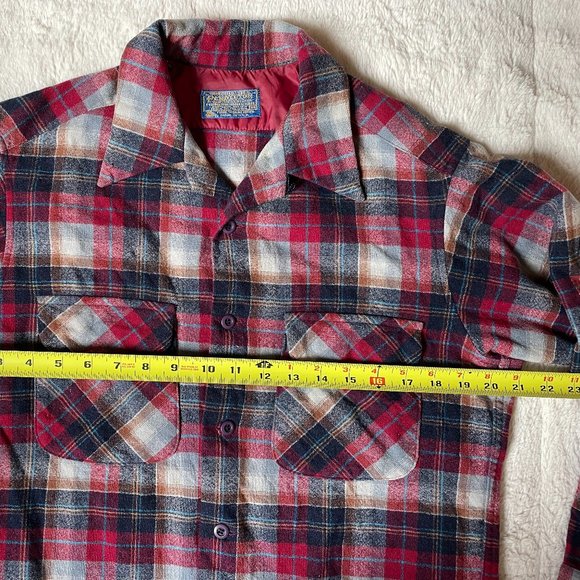 Vintage Wool Pendelton Mens Button Down Plaid Long Sleeve Shirt with Pockets - Picture 3 of 6